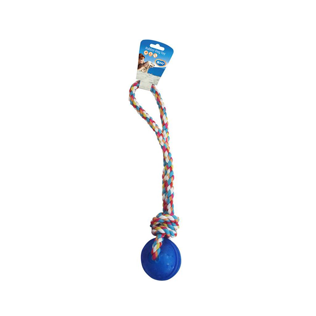 Игрушка для собак DUVO+ Мячик с ручкой, синий, резина, 37 cм