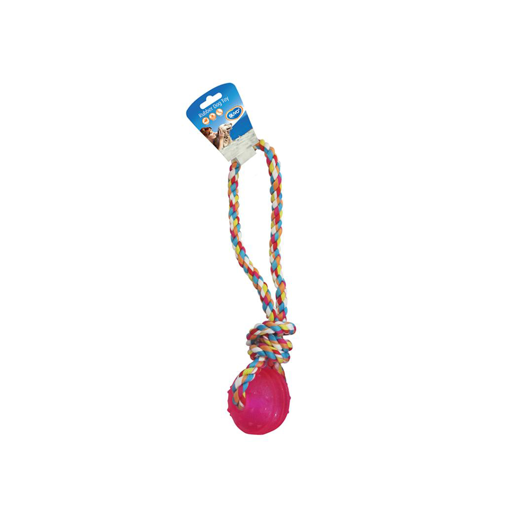 Игрушка для собак DUVO+ Мячик с ручкой, розовый, резина, 37 cм