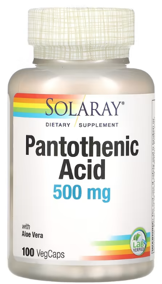 Витамин B Solaray Pantothenic Acid (Пантотеновая кислота) 500 мг 100 капсул