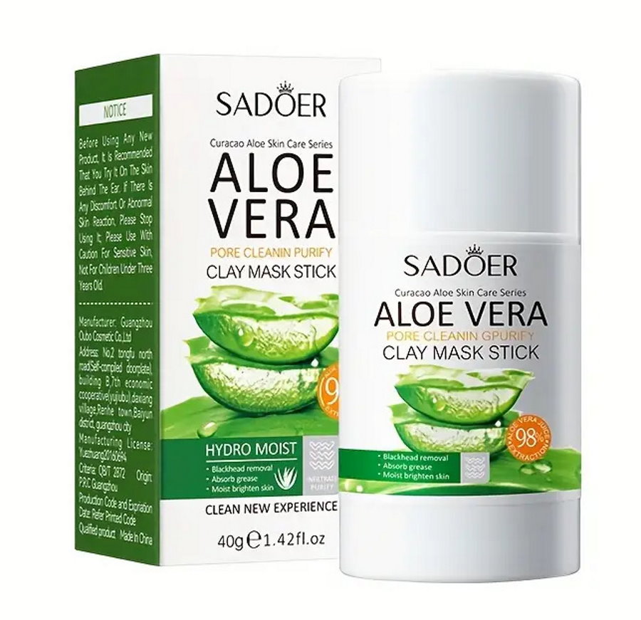 

Глиняная маска для лица Sadoer с алоэ вера 40 г, с алоэ вера