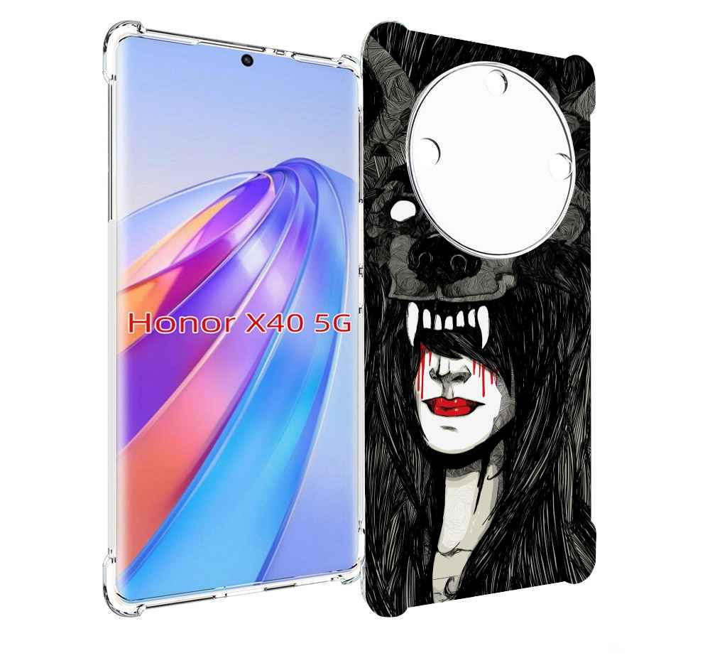 

Чехол MyPads девушка в шкуре волка женский для Honor X40, Прозрачный, Tocco