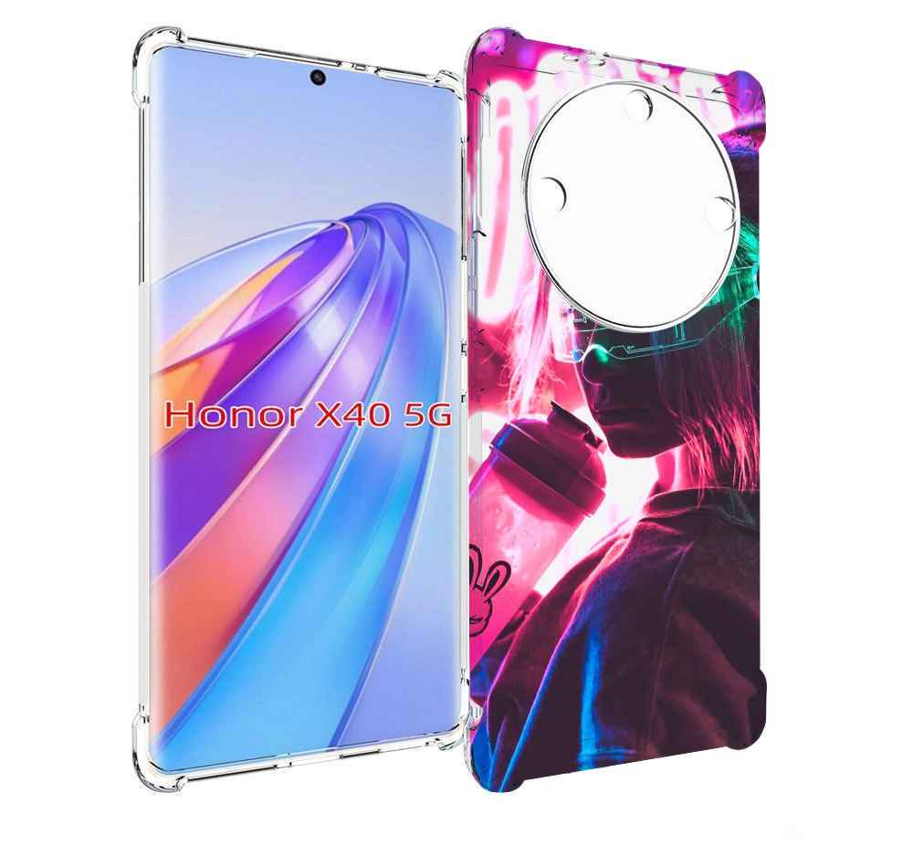 

Чехол MyPads девушка неоновый фон женский для Honor X40, Прозрачный, Tocco