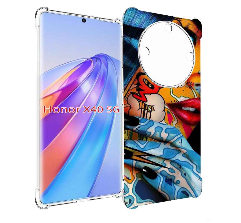 

Чехол MyPads девушка разрисованная краскам иженский для Honor X40, Прозрачный, Tocco