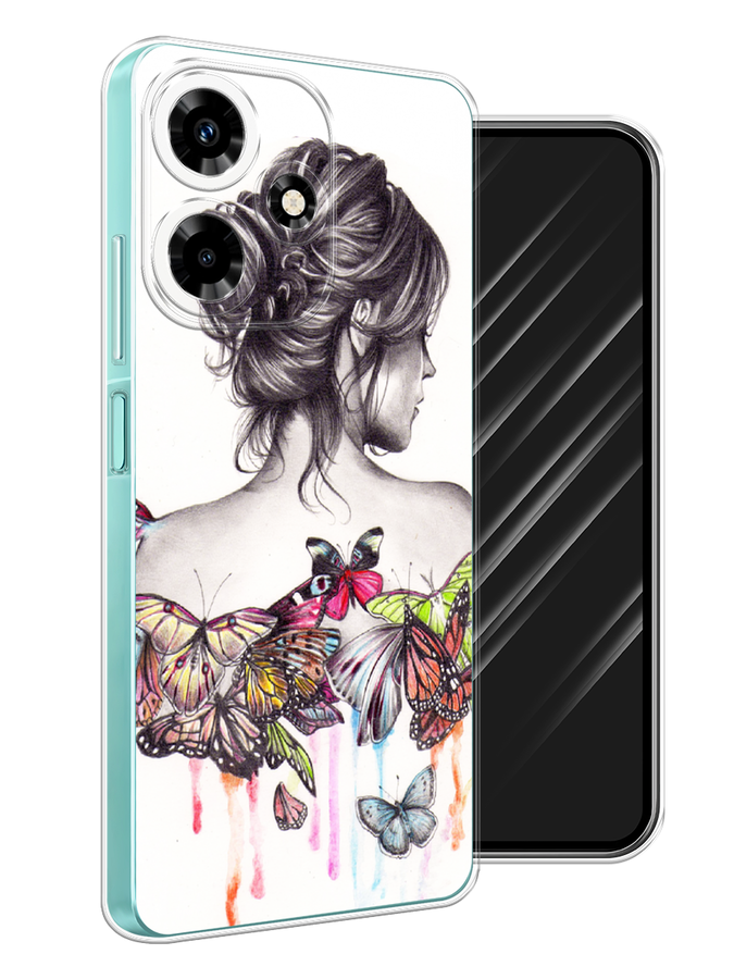

Чехол Awog на Infinix Hot 30 "Девушка с бабочками", Коричневый, 3104050-10