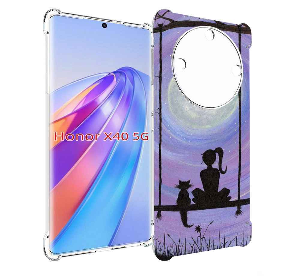 

Чехол MyPads девушка с котом на качеле женский для Honor X40, Прозрачный, Tocco