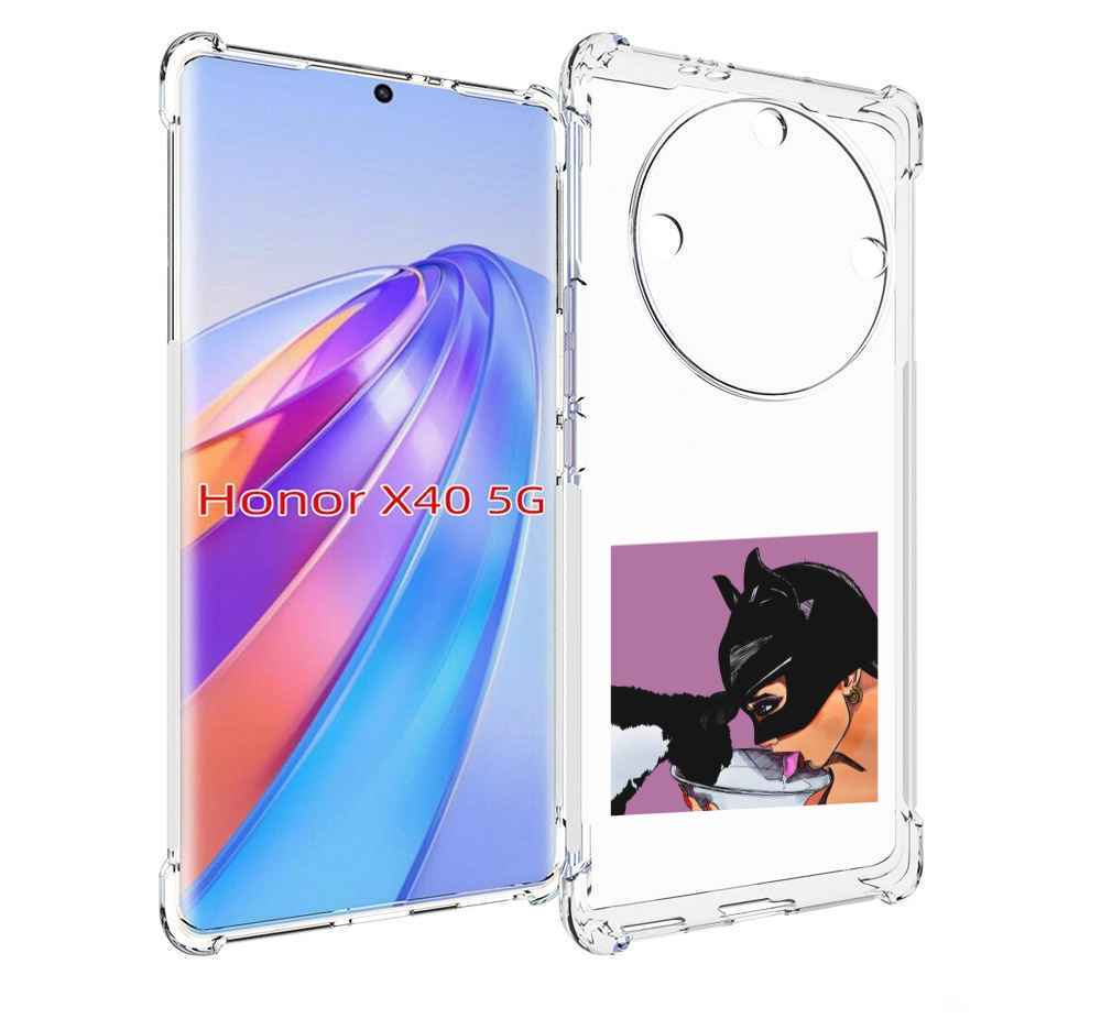 

Чехол MyPads девушка с котом пьют молоко женский для Honor X40, Прозрачный, Tocco
