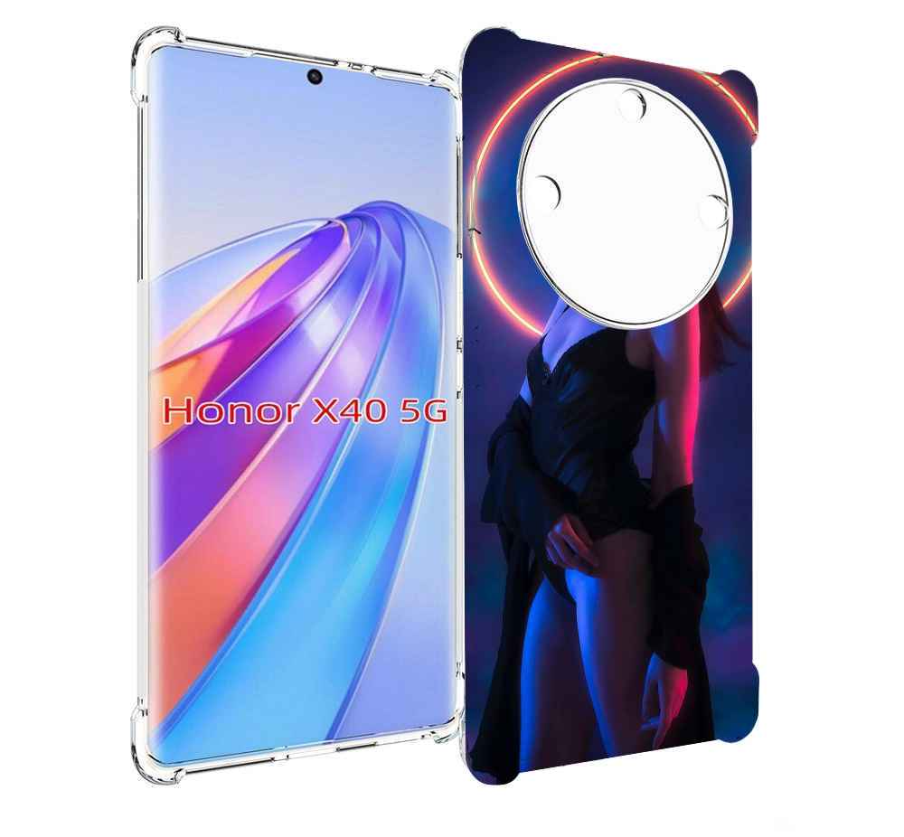 

Чехол MyPads девушка с неоновым кругом женский для Honor X40, Прозрачный, Tocco