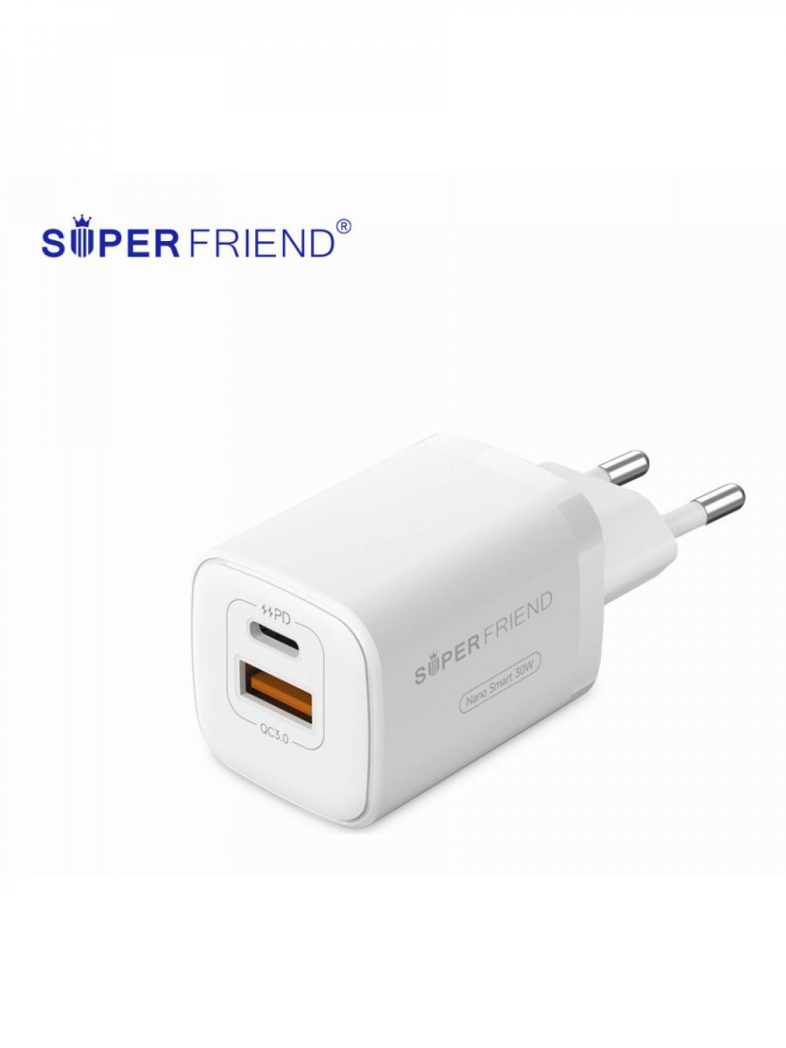 Сетевое зарядное устройство SuperFriend отсутствует 1x USB Type A, 1xUSB Type-C 3 А белый