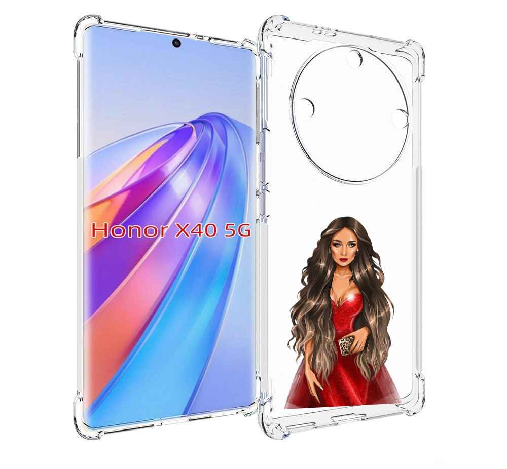 

Чехол MyPads девушка-в-вечернем-платье женский для Honor X40, Прозрачный, Tocco