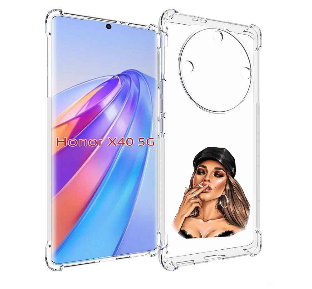 

Чехол MyPads девушка-в-шапке-с-сигаретой для Honor X40, Прозрачный, Tocco