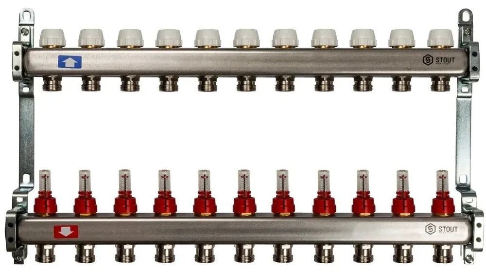 

Коллектор с расходомерами STOUT на 11 выхода из нержавеющей стали/SMS 0917 000011, SMS 0917 000002222222