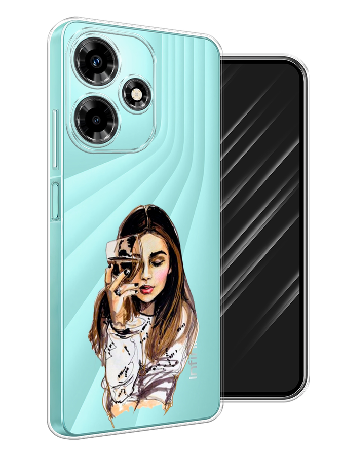 

Чехол Awog на Infinix Hot 30 "Девушка с бокалом", Бежевый;коричневый;белый, 3104050-7