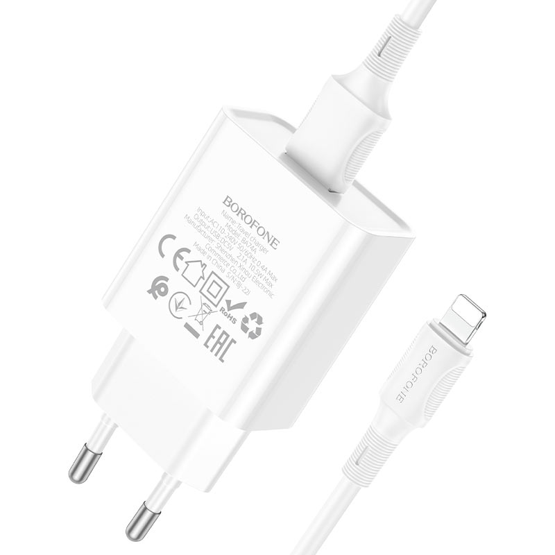 

Сетевое зарядное устройство Borofone BA74A lightning - usb 1xUSB Type-C 2.1 А белый, BA74A