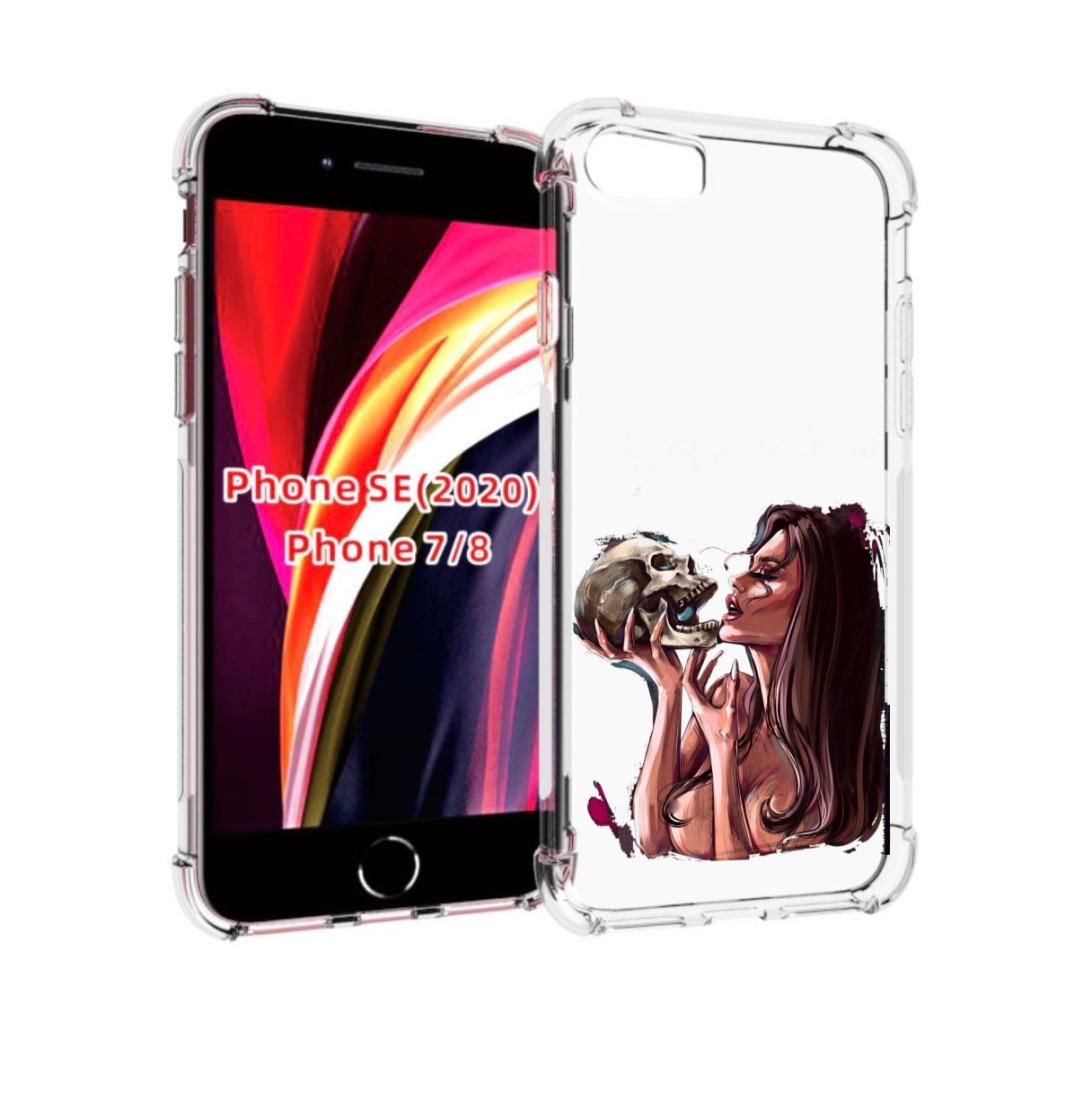 

Чехол MyPads девушка-модель-с-черепом для iPhone 7 4.7 / iPhone 8 / iPhone SE 2 (2020), Прозрачный, Tocco