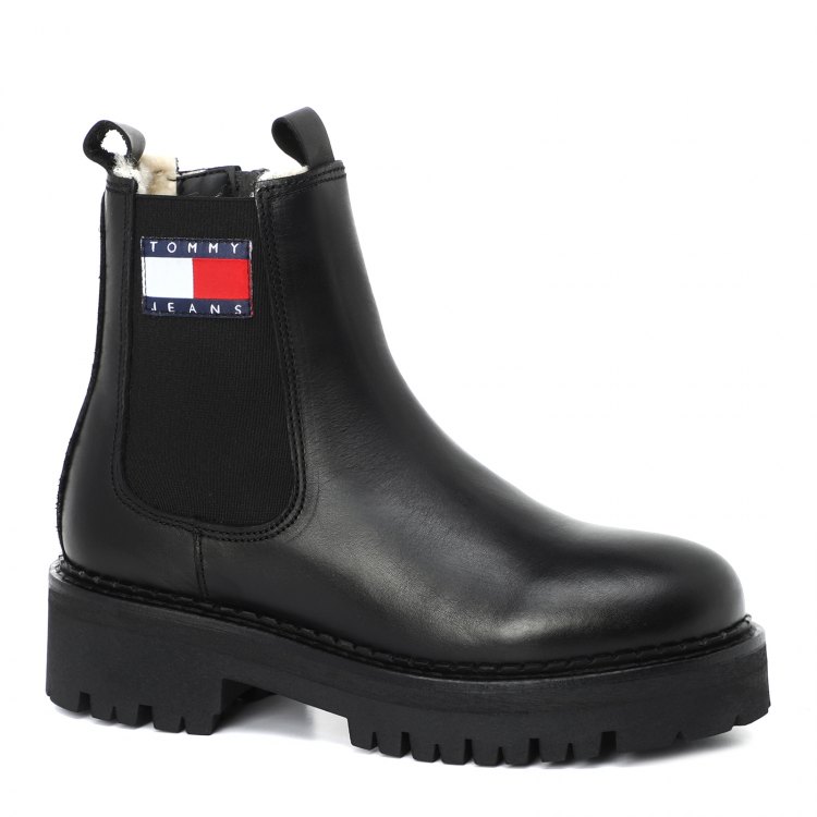 фото Женские ботинки челси tommy jeans tommy jeans flag chelsea boot цв. черный 37 eu