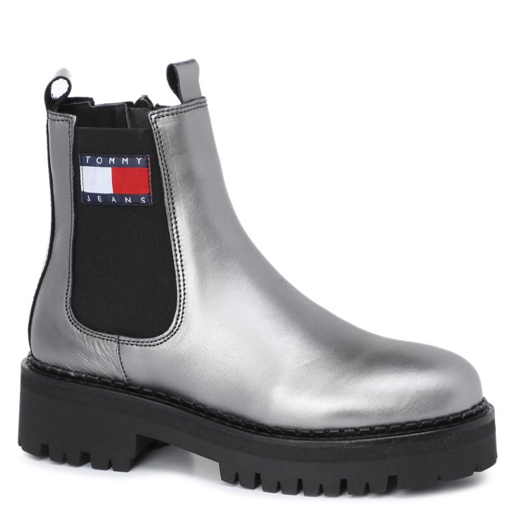 фото Женские ботинки челси tommy jeans metallic chelsea boot en0en01608 цв. серебряный 38 eu