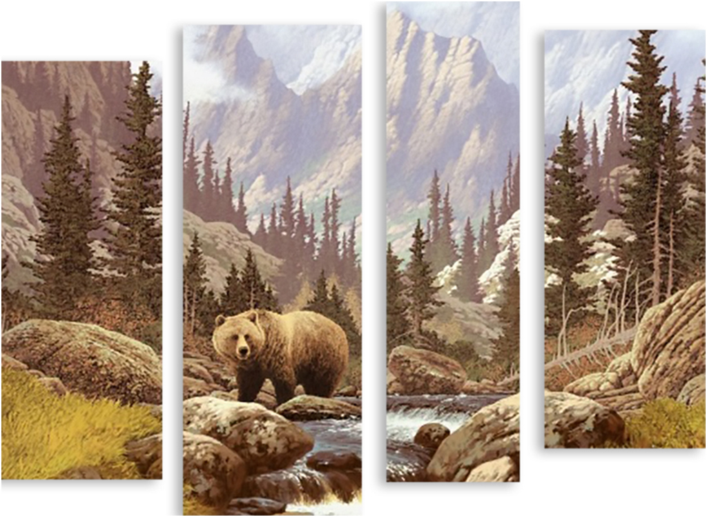 

Картина модульная на холсте Модулка Медведь 90x73 см, 2726