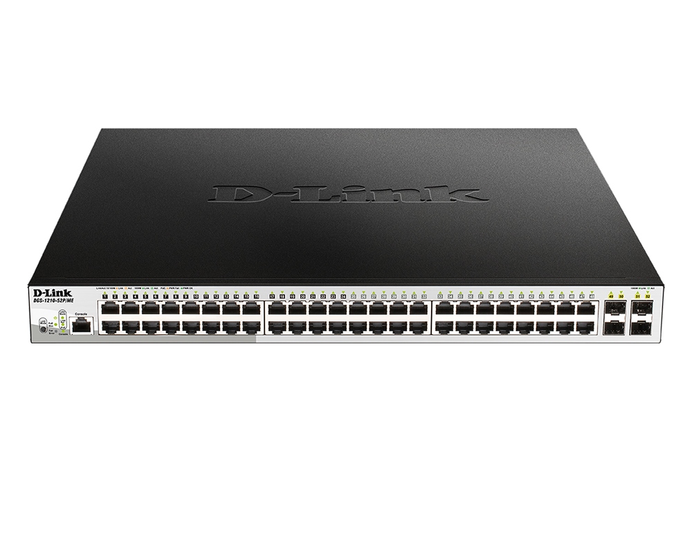 

Коммутатор D-Link SMB DGS-1210-52P/ME DGS-1210-52P/ME/B1A черный, DGS-1210-52P/ME