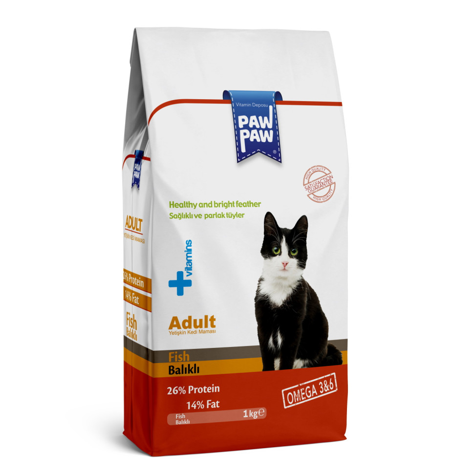 

Сухой корм для кошек Pawpaw Adult Cat Food with Fish с рыбой, 1 кг, Pawpaw Adult Cat Food with Fish сухой корм для кошек с рыбой - 1 кг