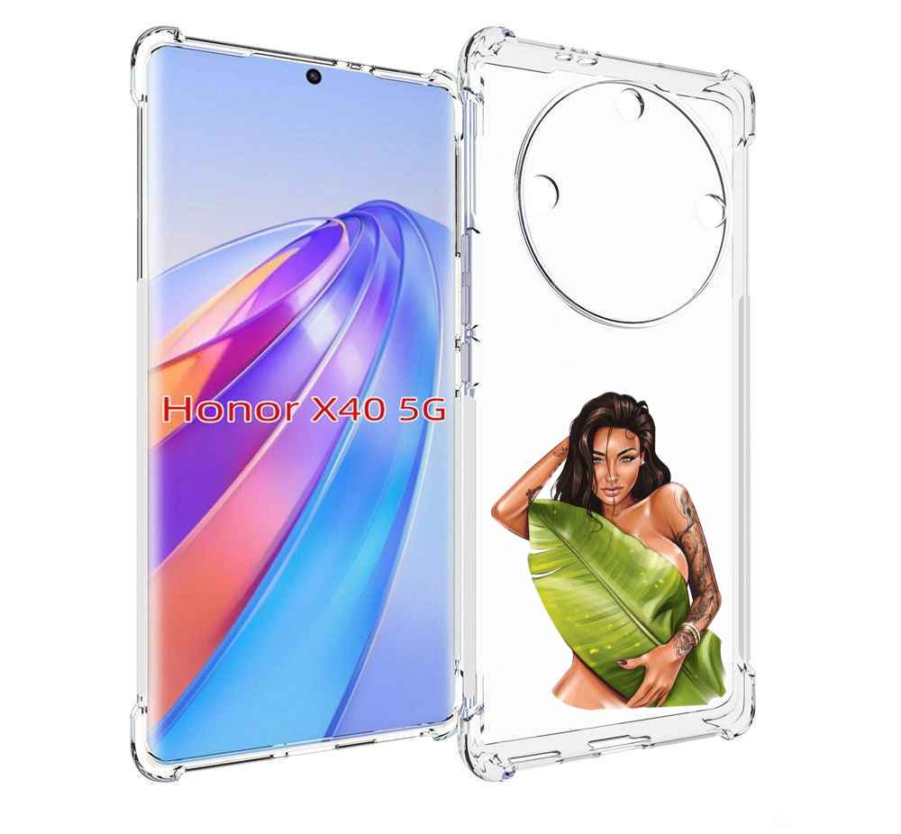 

Чехол MyPads девушка-модель-с-большим-листом женский для Honor X40, Прозрачный, Tocco
