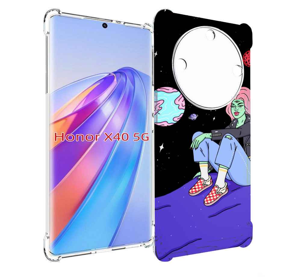 

Чехол MyPads девушка-на-луне-мультик для Honor X40, Прозрачный, Tocco