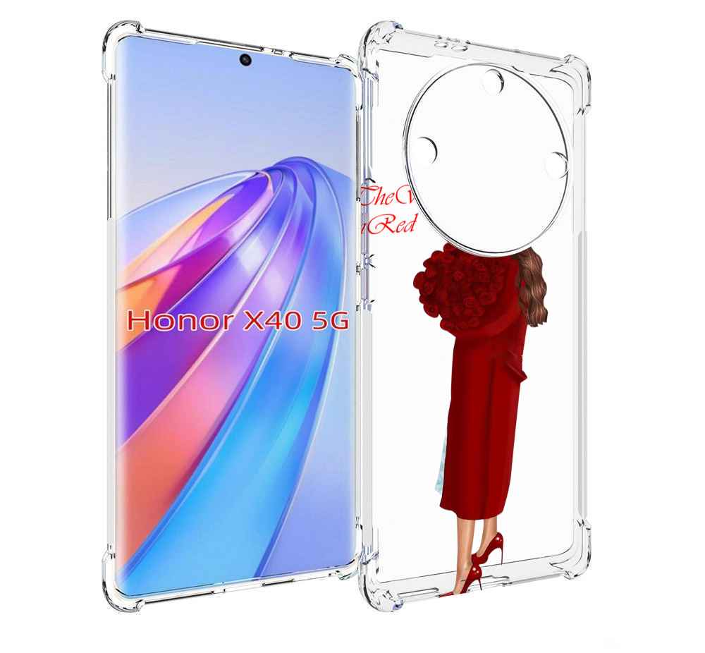 

Чехол MyPads девушка-полностью-в-красном женский для Honor X40, Прозрачный, Tocco