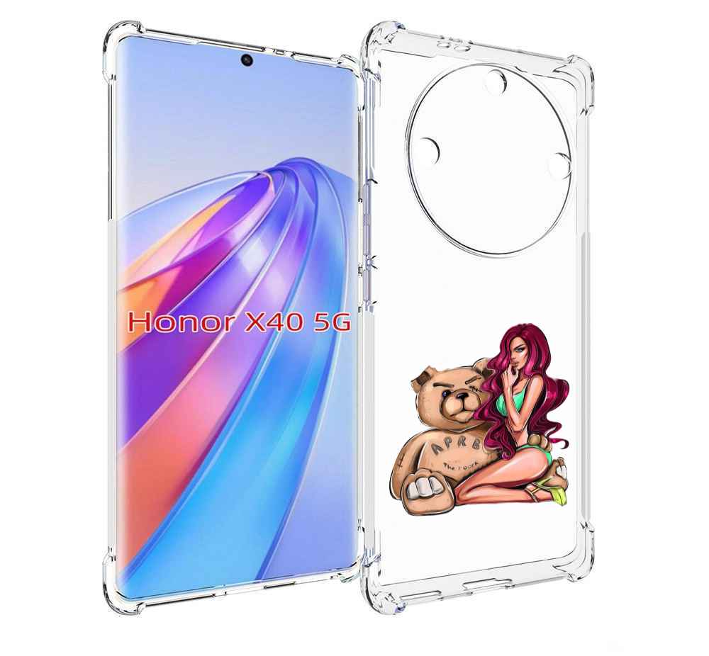 

Чехол MyPads девушка-с-большим-плюшевым-мишкой для Honor X40, Прозрачный, Tocco
