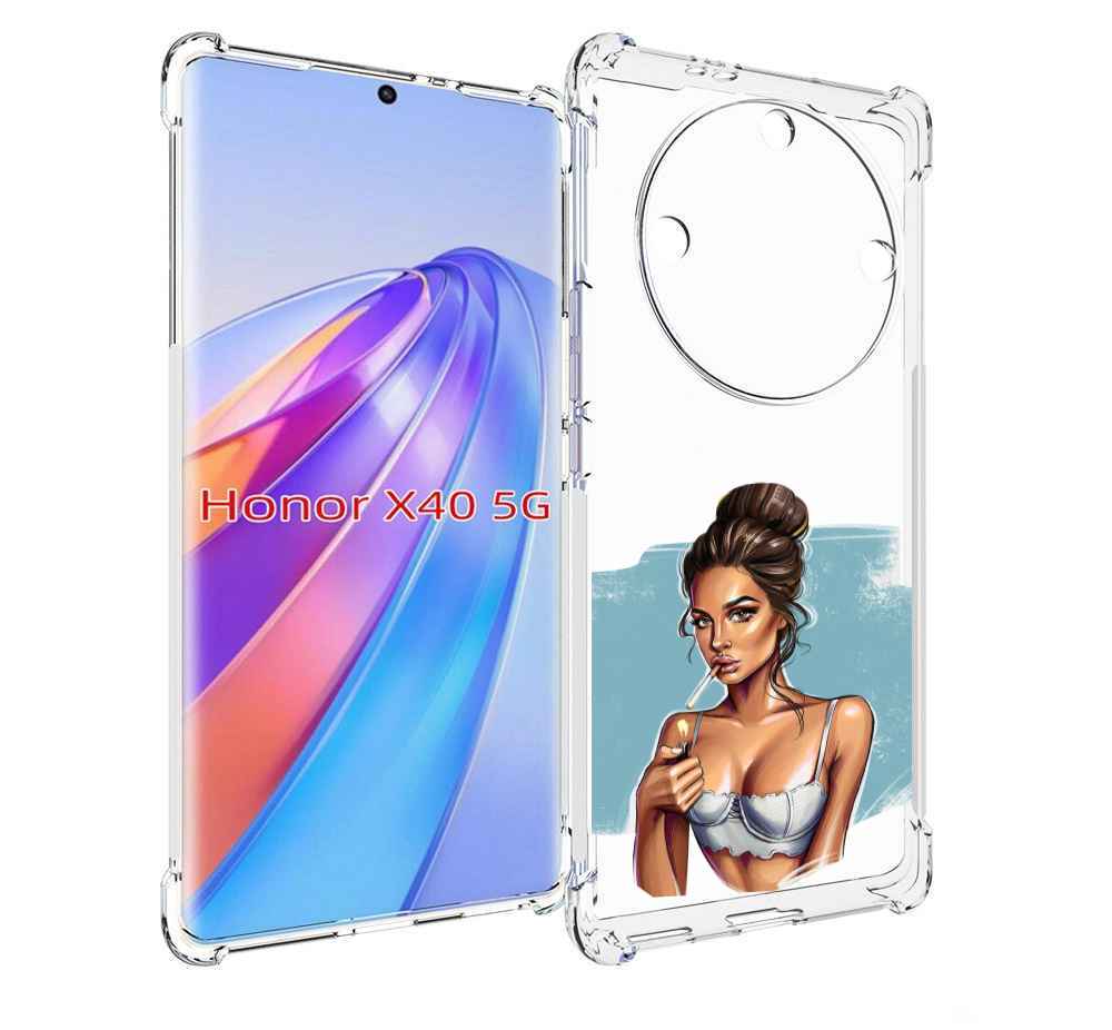 

Чехол MyPads девушка-с-зажигалкой для Honor X40, Прозрачный, Tocco