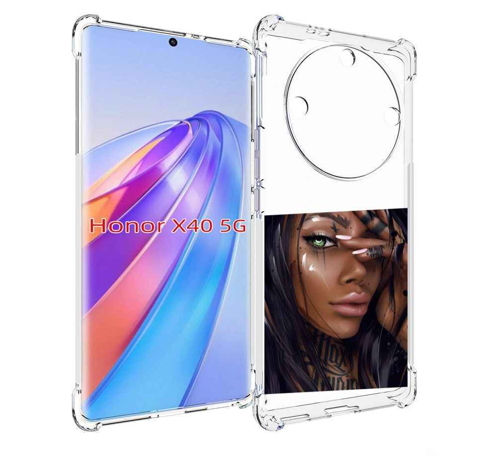 

Чехол MyPads девушка-с-зелеными-глазами-яркими для Honor X40, Прозрачный, Tocco