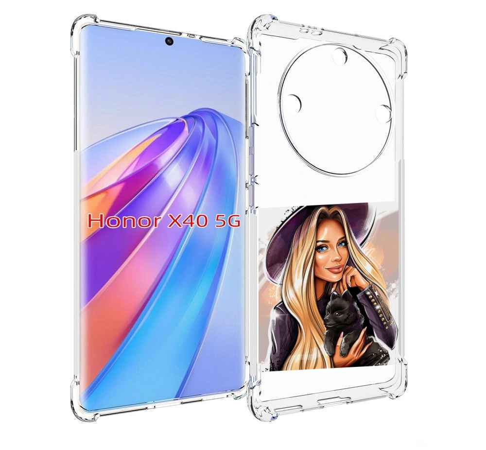 

Чехол MyPads девушка-с-черным-щенком женский для Honor X40, Прозрачный, Tocco