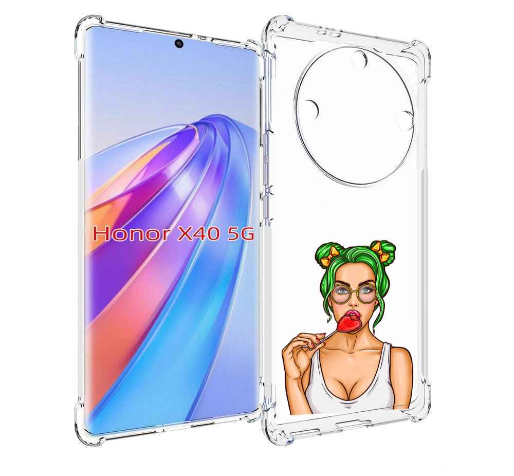 

Чехол MyPads девушка-с-чупачупсом-в-виде-сердца женский для Honor X40, Прозрачный, Tocco