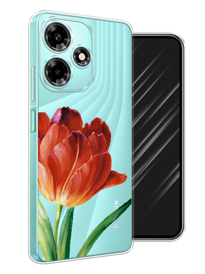 

Чехол Awog на Infinix Hot 30 "Красный тюльпан", Оранжевый;зеленый, 3104050-8