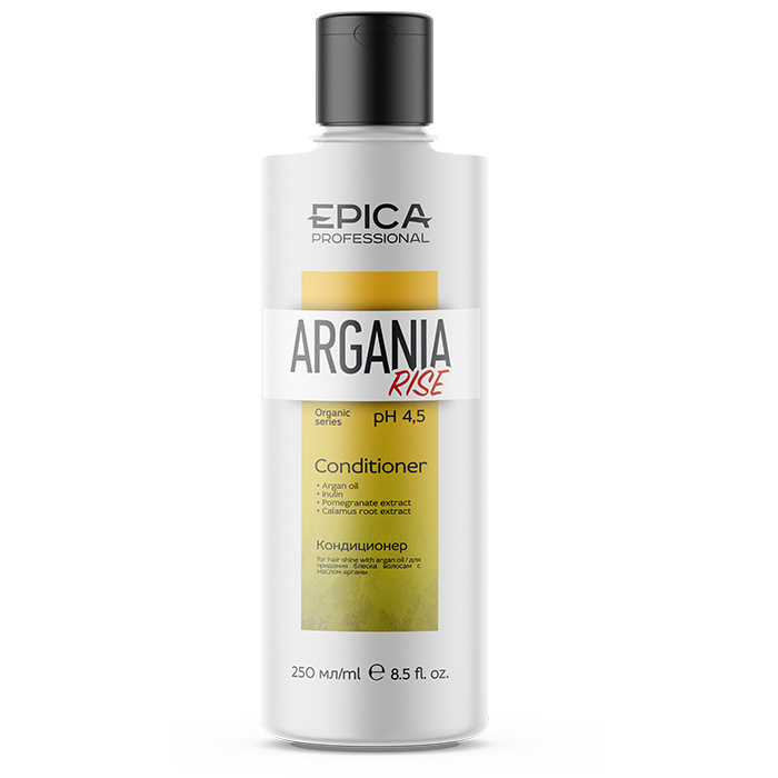 Кондиционер Epica для придания блеска/Argania Rise Organic 250 мл спрей для придания блеска волосам с комплексом масел argania rise organic