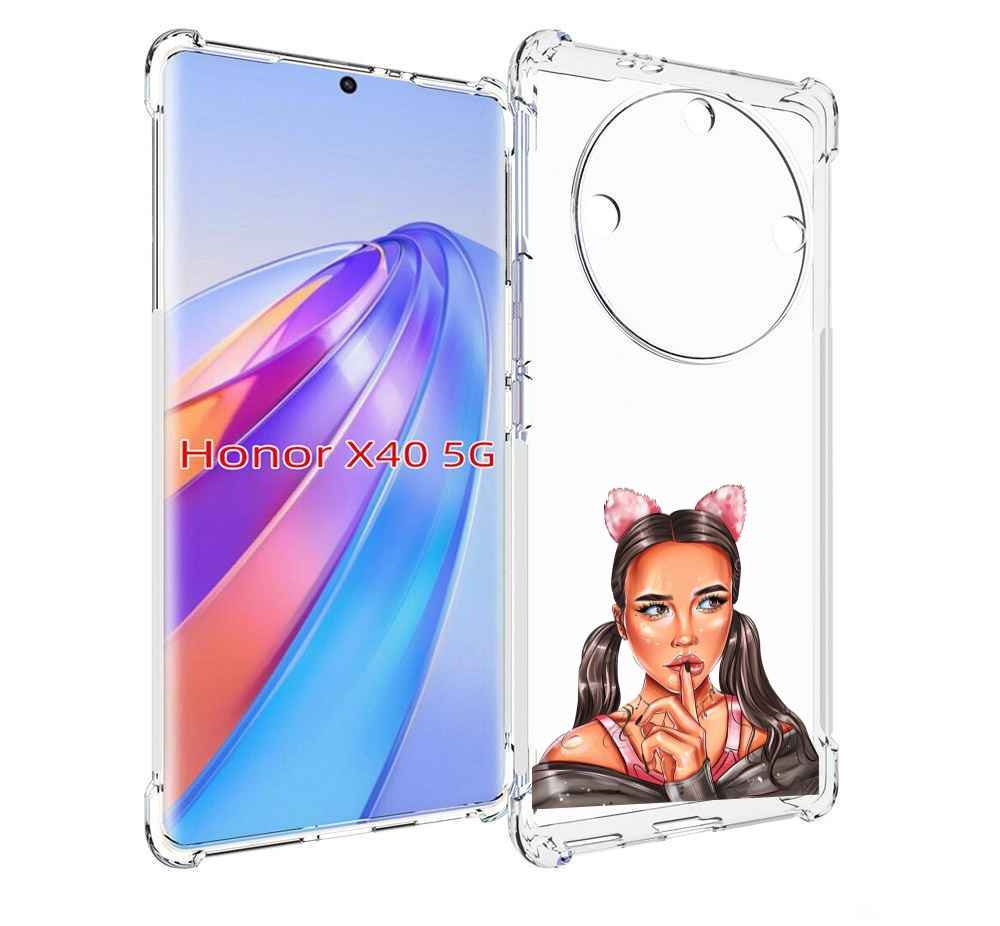 

Чехол MyPads девушка-тихо женский для Honor X40, Прозрачный, Tocco