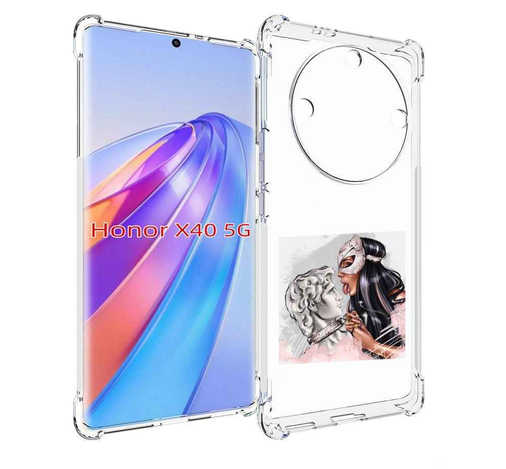 

Чехол MyPads девушка-флирт женский для Honor X40, Прозрачный, Tocco