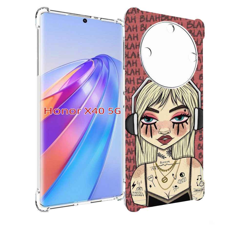 

Чехол MyPads дерзкая-девушка-в-наушниках женский для Honor X40, Прозрачный, Tocco
