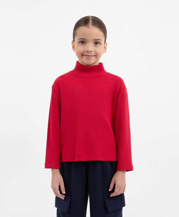 

Водолазка с удлинённой спинкой красная для девочки Gulliver, 116, 22403GMC1803, Красный, 22403GMC1803