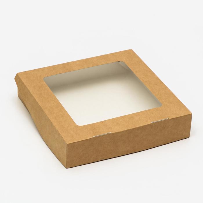 

Коробка складная, крафт, 20 х 20 х 4 см, 1,5 л (20 шт), Бежевый