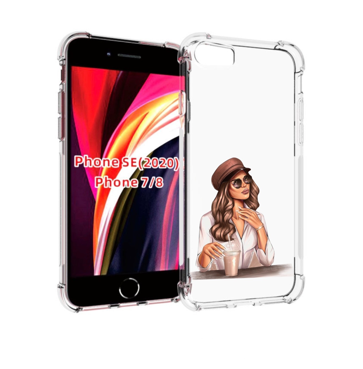 

Чехол MyPads девушка-с-милкшейком женский для iPhone 7 4.7 / iPhone 8 / iPhone SE 2, Прозрачный, Tocco