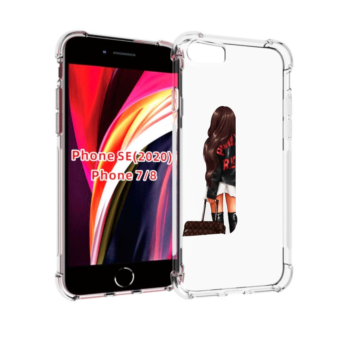 

Чехол MyPads девушка-с-модным-чемоданом женский для iPhone 7 4.7 / iPhone 8, Прозрачный, Tocco
