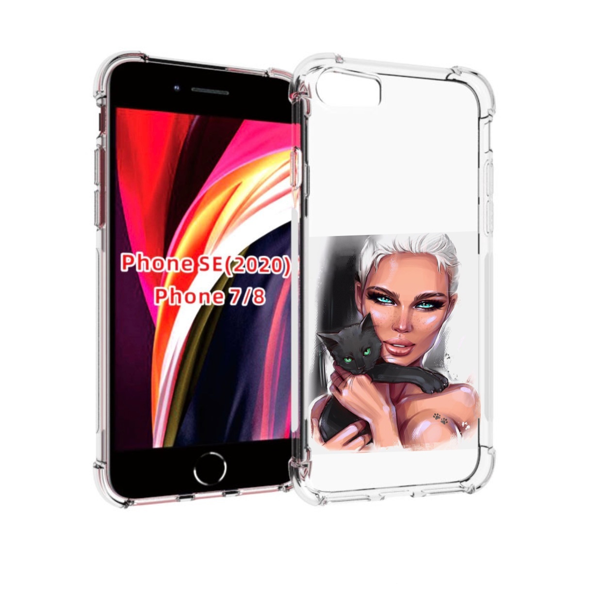 

Чехол MyPads девушка-с-черным-котиком женский для iPhone 7 4.7 / iPhone 8, Прозрачный, Tocco