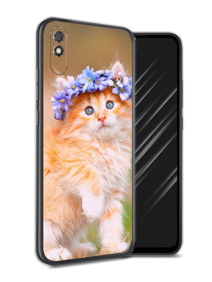 

Чехол Awog на Xiaomi Redmi 9A "Рыжий кот в венке", Разноцветный, 38950-1