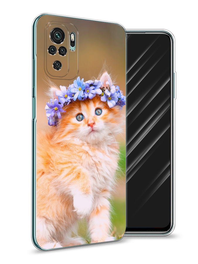 

Чехол Awog на Xiaomi Redmi Note 10 "Рыжий кот в венке", Разноцветный, 39750-1