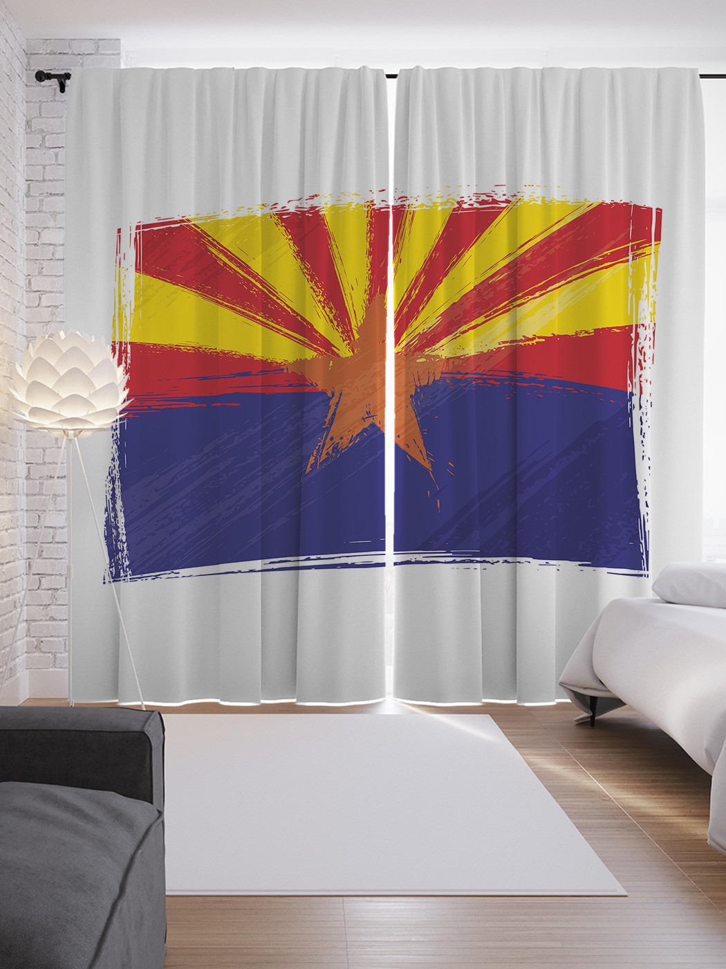 

Шторы JoyArty с фотопечатью "Флаг Аризоны гранж" из сатена, 290х265 см, Флаг Аризоны гранж