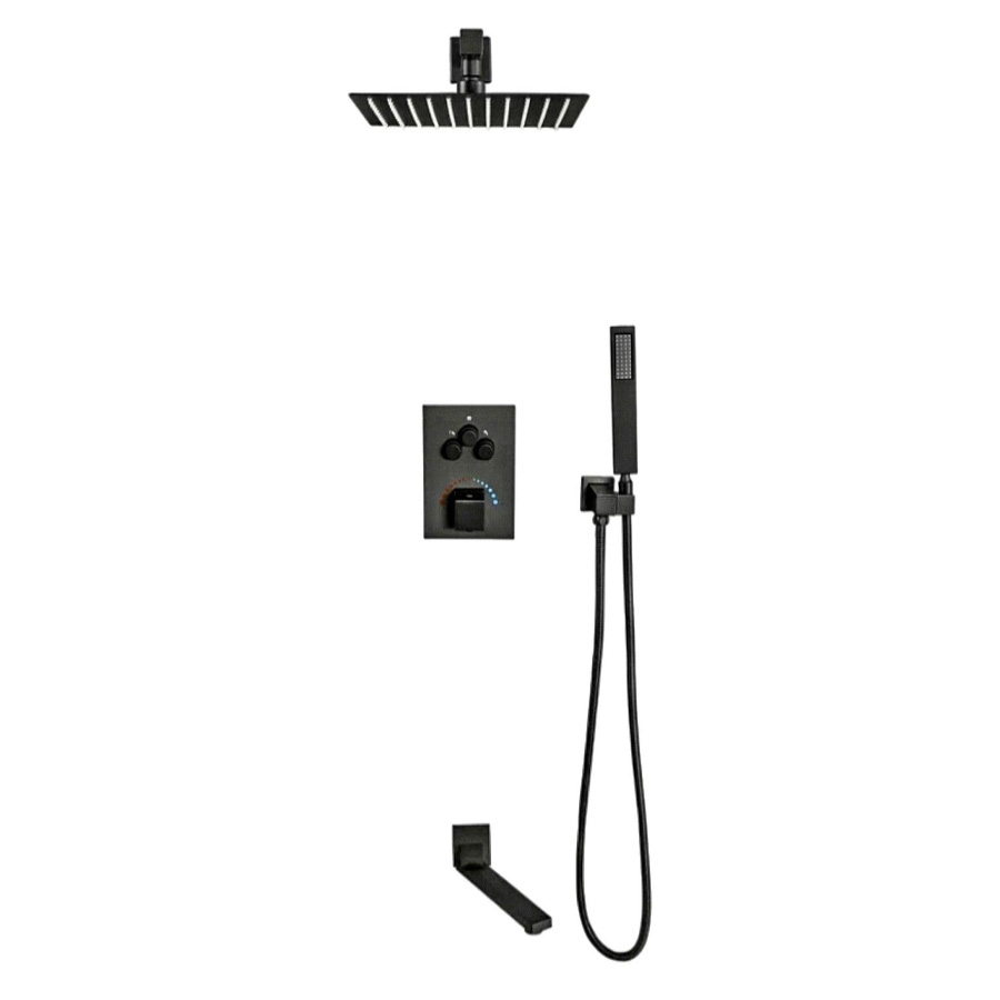 Встраиваемый душевой комплект ALMAes на 3 положения с термостатом Khabur TVZ-0897 чёрный