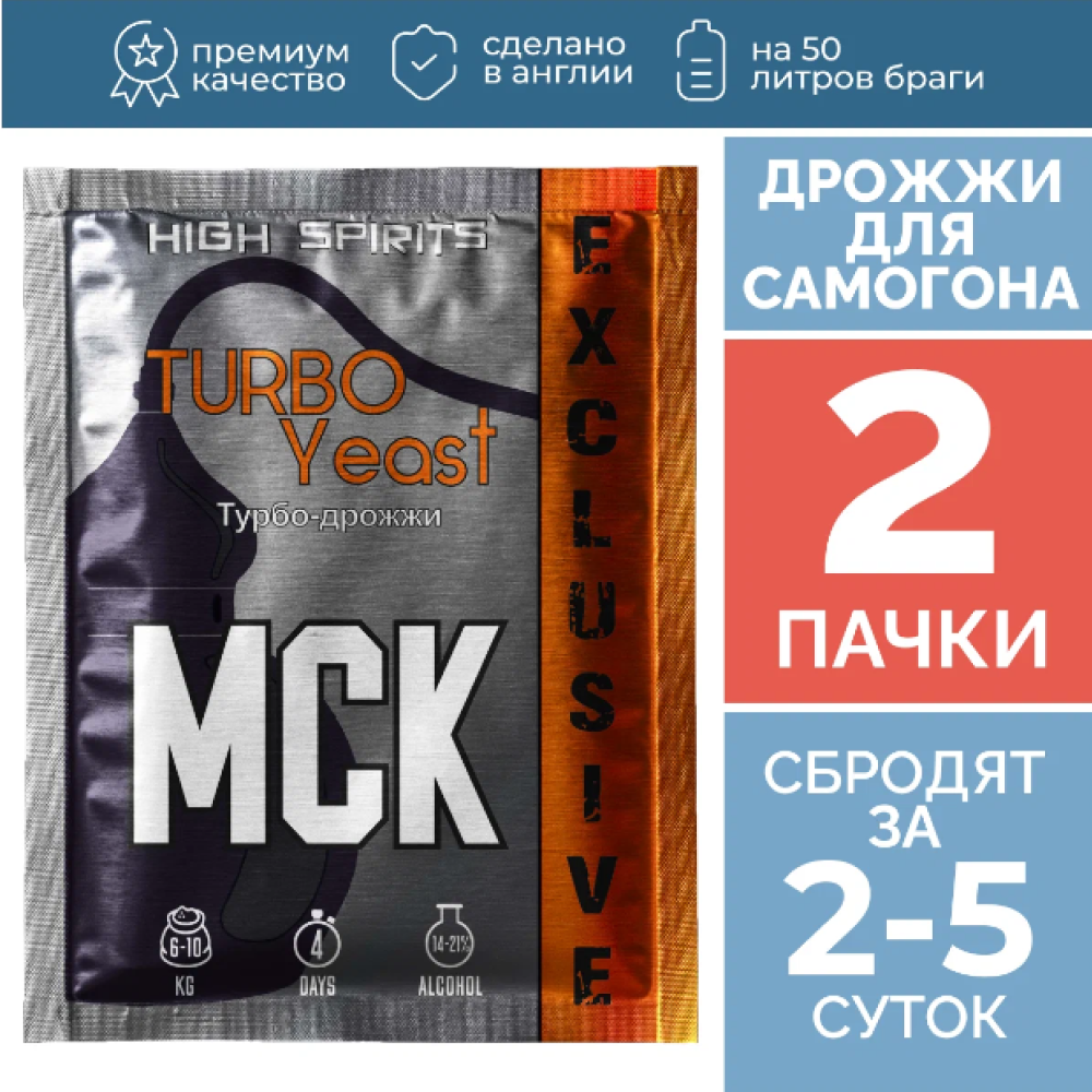 Спиртовые турбо дрожжи High Spirits Москва, 2 шт по 140 г