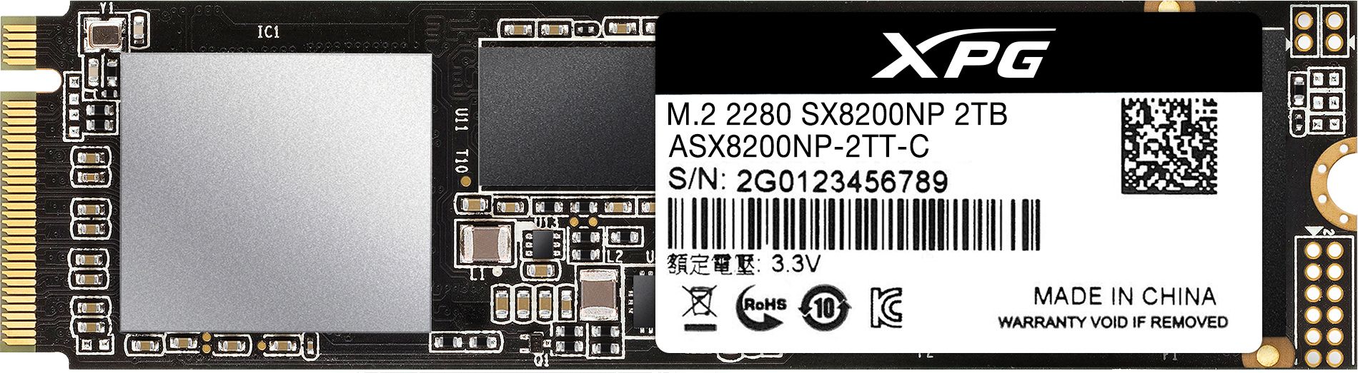 SSD накопитель ADATA XPG SX8200 Pro M.2 2280 2 ТБ (ASX8200PNP-2TT-C)