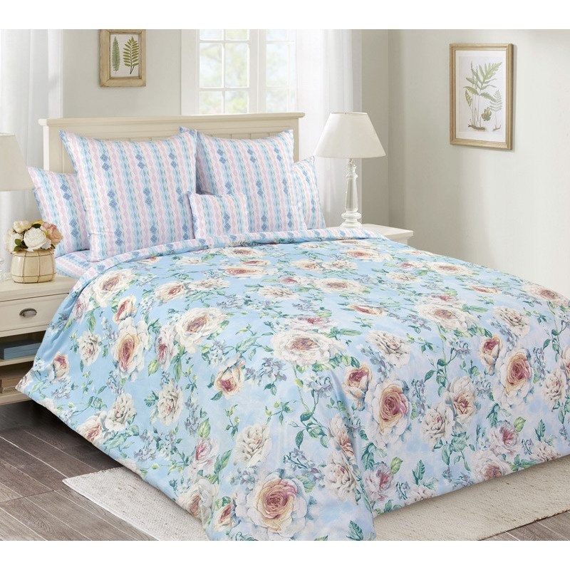 Постельное белье евро сатин (4нав) Белая роза (книжка)