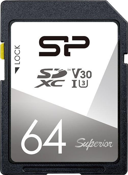 

Карта памяти SD 64GB Silicon Power Superior SDXC Class 10 UHS-I U3 V30 100/80 Mb/s, Superior