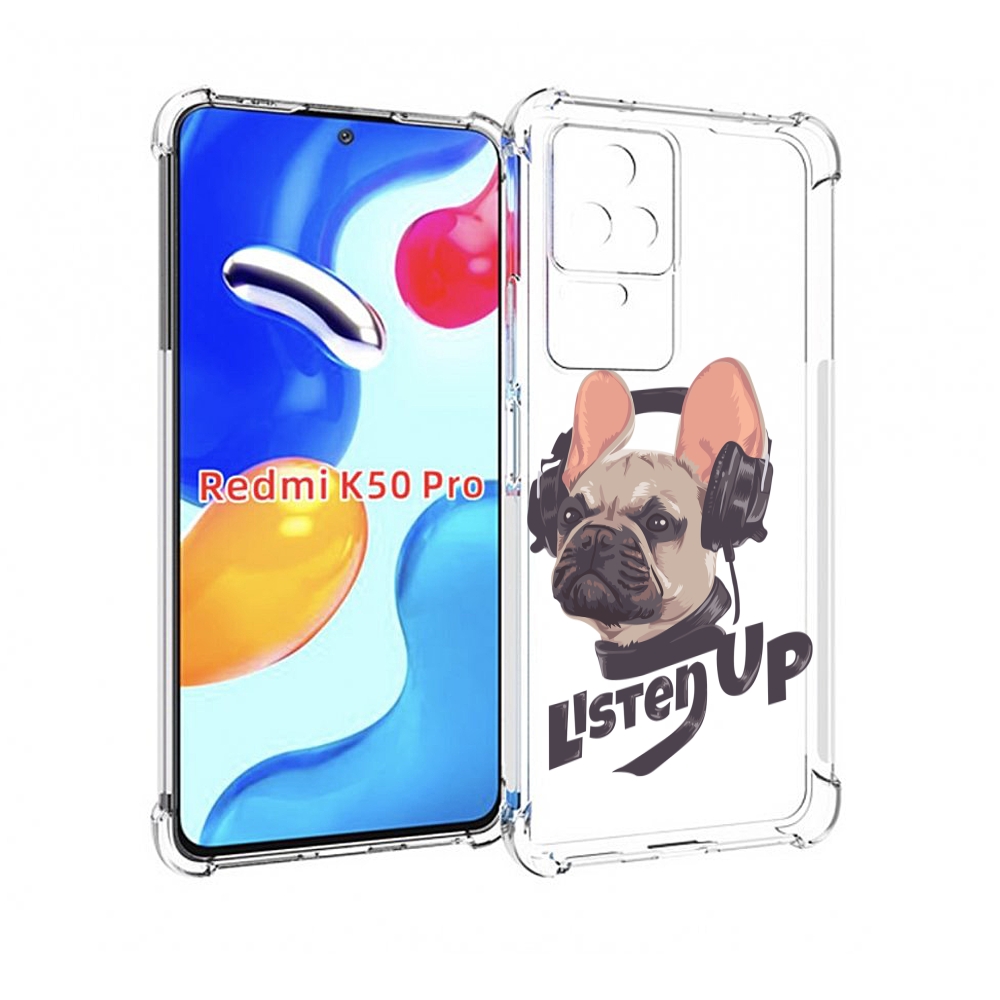 

Чехол MyPads бульдог-слушает-музыку для Xiaomi Redmi K50/K50 Pro, Прозрачный, Tocco